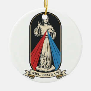 Divine Mercy Jesus Vintage Ceramic Tree Decoration