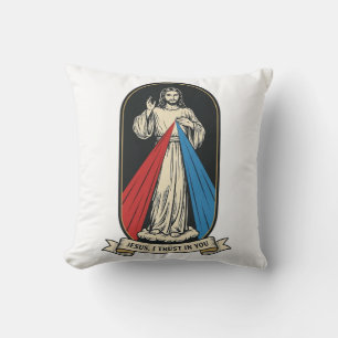 Divine Mercy Jesus Vintage Cushion