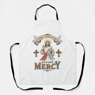 Divine Mercy Jesus Vintage Engraving Religious Shi Apron
