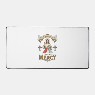 Divine Mercy Jesus Vintage Engraving Religious Shi Desk Mat