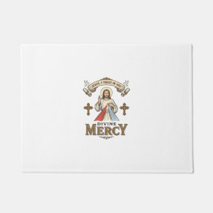 Divine Mercy Jesus Vintage Engraving Religious Shi Doormat