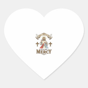 Divine Mercy Jesus Vintage Engraving Religious Shi Heart Sticker