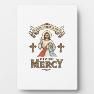 Divine Mercy Jesus Vintage Engraving Religious Shi Plaque