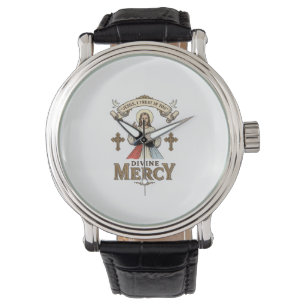 Divine Mercy Jesus Vintage Engraving Religious Shi Watch