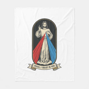 Divine Mercy Jesus Vintage Fleece Blanket