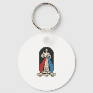 Divine Mercy Jesus Vintage Key Ring