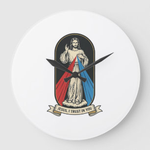 Divine Mercy Jesus Vintage Large Clock
