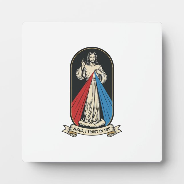 Divine Mercy Jesus Vintage Plaque (Front)