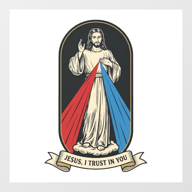 Divine Mercy Jesus Vintage Window Cling (Sheet)