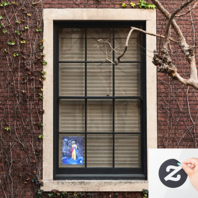 Divine Mercy Jesus walking on water with Stars Window Cling (Home Window)