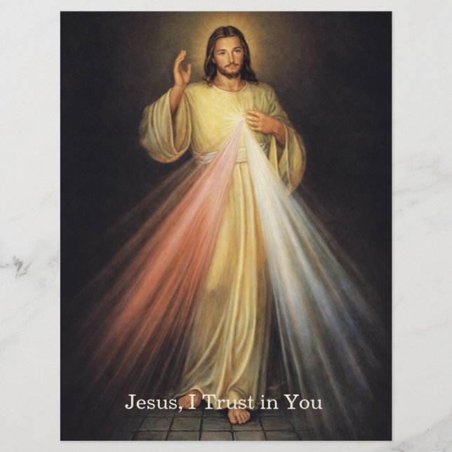 Divine Mercy of Jesus Chaplet Prayer Religious Custom Letterhead (Front)