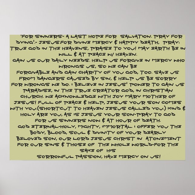 Divine mercy of Jesus prayer poster! veryimportant Poster (Front)