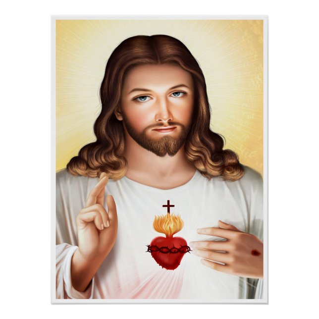Divine Mercy of Jesus Sacred Heart Poster (Front)