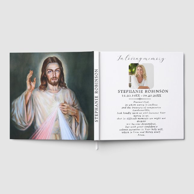 Divine Mercy Prayer Catholic Jesus Memorial Guest Book (Full)