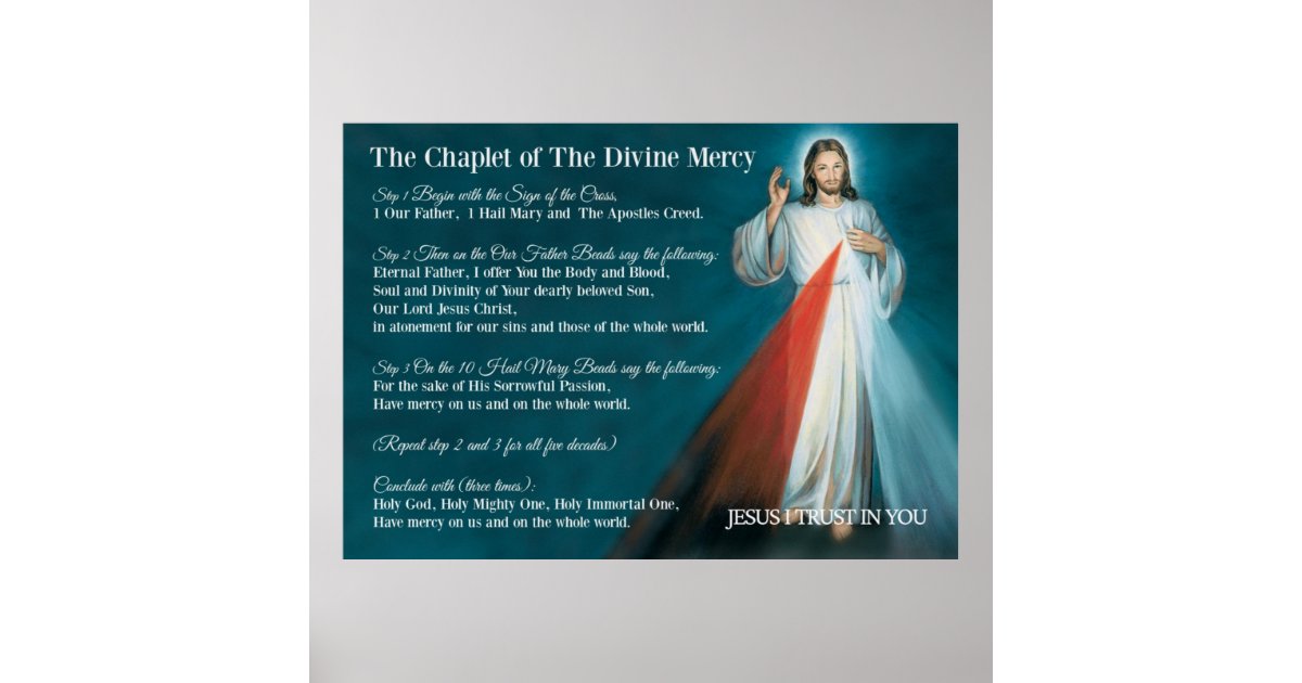 Divine Mercy Prayer JESUS I Trust In You Poster Zazzle