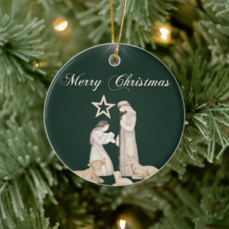 Divine Nativity: The Most Blessed Embrace Ceramic Tree Decoration