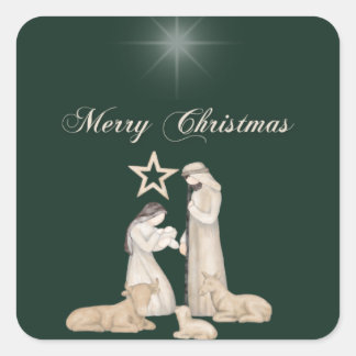 Divine Nativity: The Most Blessed Embrace-Stickers Square Sticker