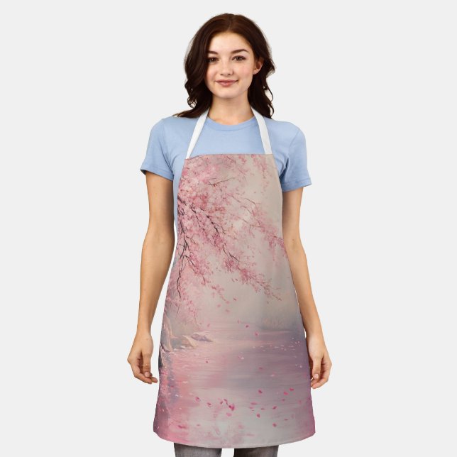 Divine Pink Cherry Blossom Tree Apron (Worn)