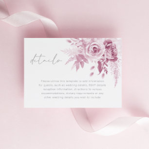 Divine Pink Rose Wedding Details Enclosure Card
