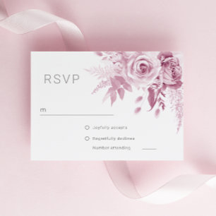 Divine Pink Rose Wedding  RSVP Card