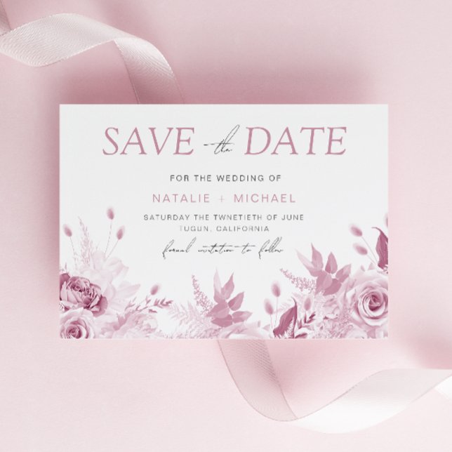 Divine Pink Rose Wedding Save The Date (Creator Uploaded)