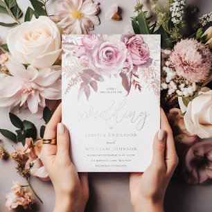Divine Pink & Silver Modern Floral Wedding