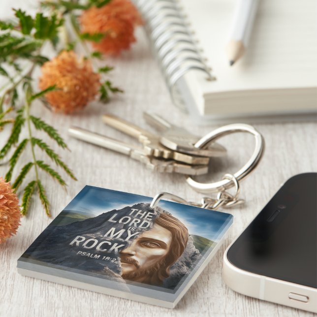 Divine Portrait: The Lord Is My Rock Key Ring (Front Right)