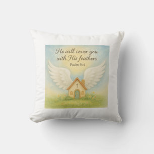 Divine Protection – Psalm 91:4 Cushion