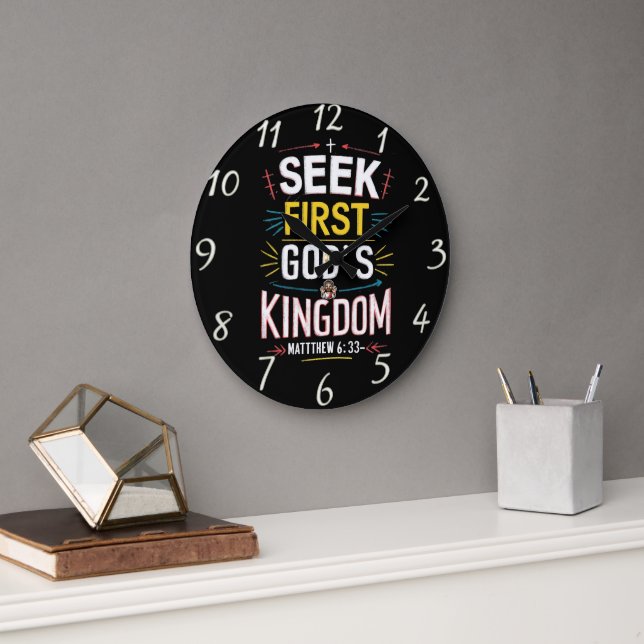Divine Quest: Pursuing Gods Kingdom Large Clock (Office)