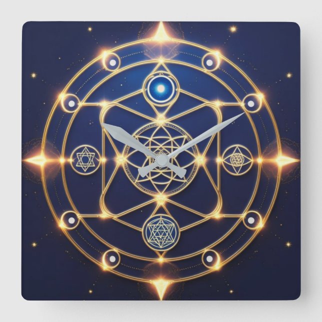 Divine Radiance – 5: Illuminated Universal Energy Square Wall Clock (Front)