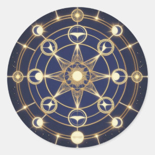 Divine Radiance – Golden Mandala of Awakening Classic Round Sticker