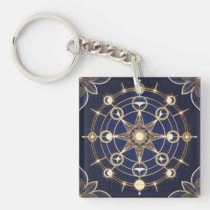 Divine Radiance – Golden Mandala of Awakening Key Ring