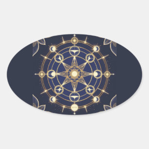 Divine Radiance – Golden Mandala of Awakening Oval Sticker