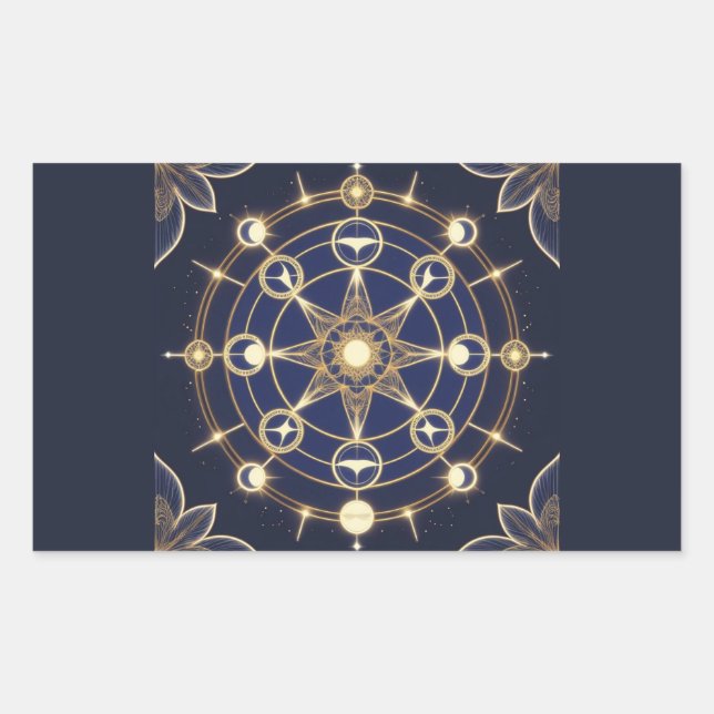 Divine Radiance – Golden Mandala of Awakening Rectangular Sticker (Front)