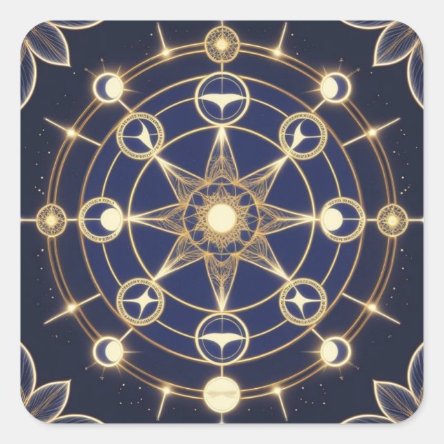 Divine Radiance – Golden Mandala of Awakening Square Sticker (Front)