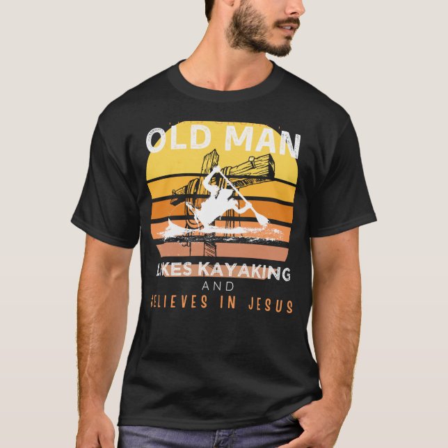 Divine Rapids: Grumpy Old Mans Jesus Paddle in Kay T-Shirt (Front)