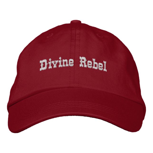 Divine Rebel Spiritual Quote Red Embroidered Hat (Front)