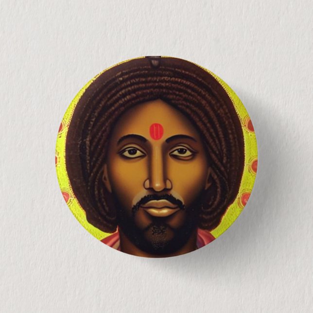 Divine Reflections: Afrocentric Jesus Graphic Art  3 Cm Round Badge (Front)
