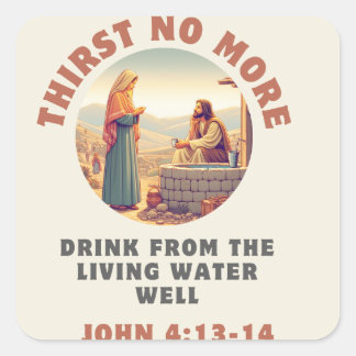 Divine Refreshment: John 4:13-14 Hard  Square Sticker