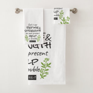 Divine Refuge - Psalm 46:1 for Spiritual Comfort a Bath Towel Set