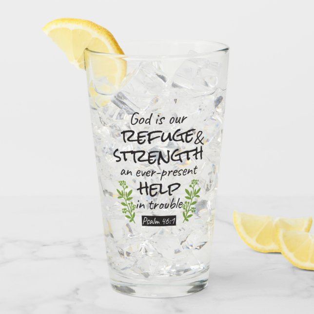 Divine Refuge - Psalm 46:1 for Spiritual Comfort a Glass (Front Ice)