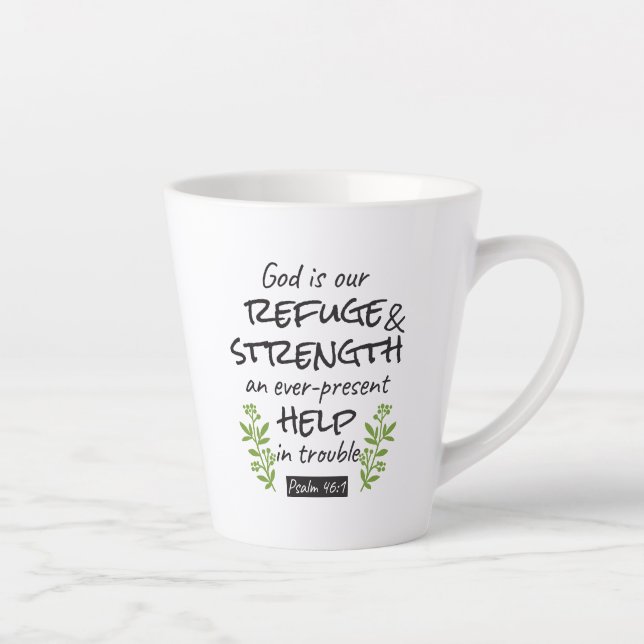 Divine Refuge - Psalm 46:1 for Spiritual Comfort a Latte Mug (Right)