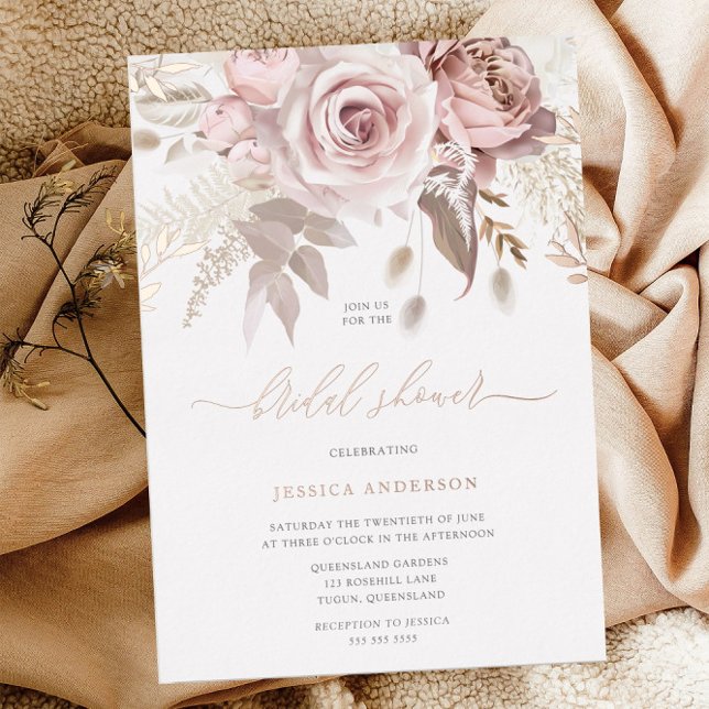 Divine Rose Gold Blush Floral Bridal Shower (Creator Uploaded)