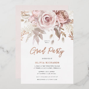 Divine Rose Gold Blush Floral Graduation Party