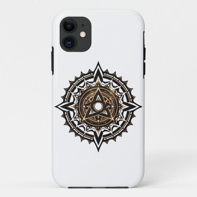 Divine Sacred Mandala – Black & Gold Trishul  Case-Mate iPhone Case (Back)