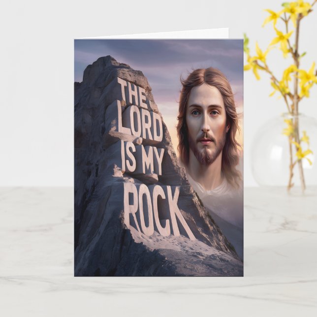 Divine Saviour: The Lord Is My Rock Card (Yellow Flower)