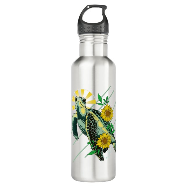 Divine Sea Turtle Sunflower 710 Ml Water Bottle (Front)