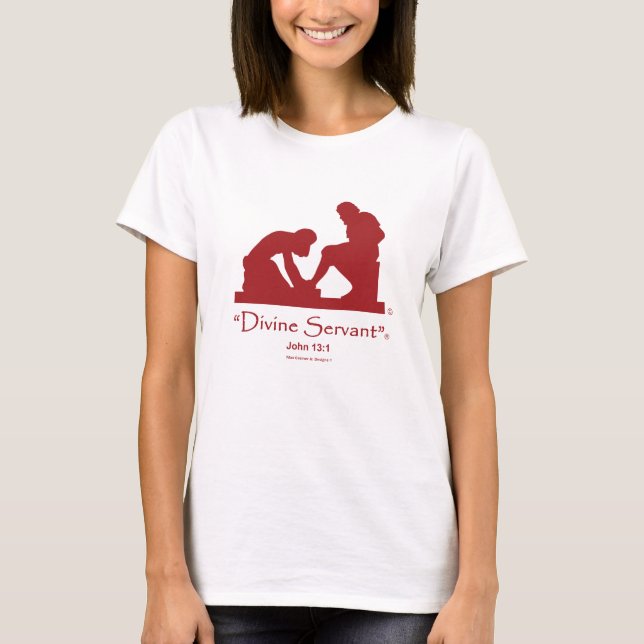 "Divine Servant" T-shirt Cherry Red Logo (Front)