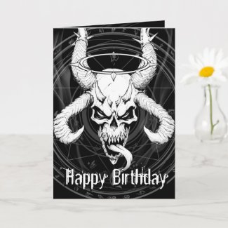 Divine Skull of Death Black Birthday Card