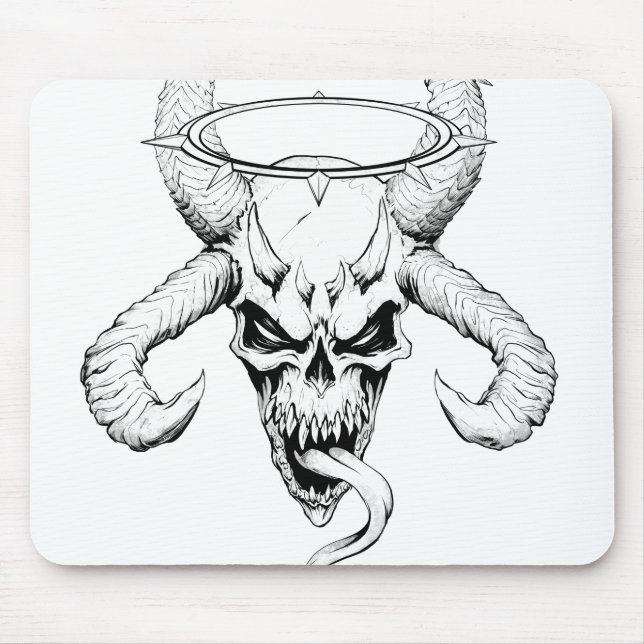 Divine Skull of Death White Mouse Mat (Front)